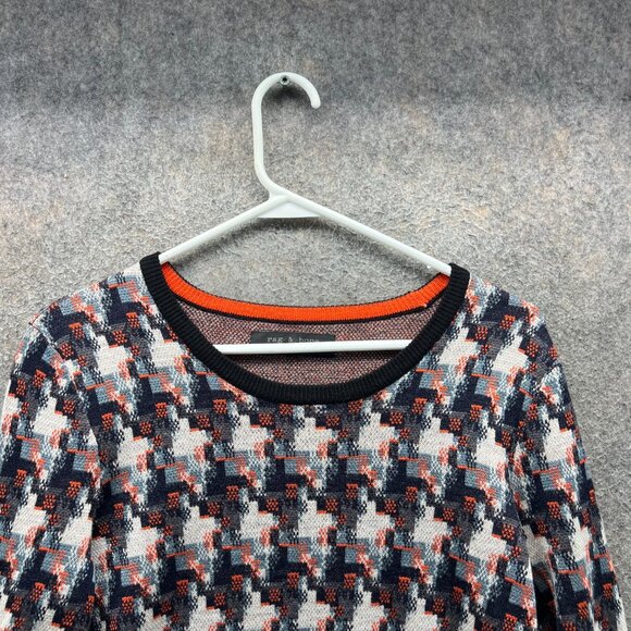 Rag & Bone Sweater Women Medium Multicolor Houndstooth Knit Crew Neck Wool - Picture 9 of 11